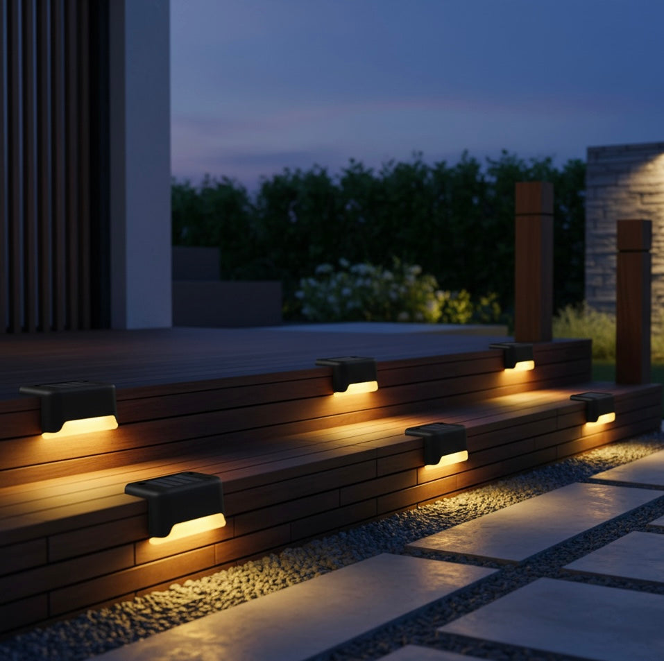 PACK X4 APLIQUES SOLARES LED DE LUZ CÁLIDA | ILUMINACIÓN EXTERIOR AUTOMÁTICA Y ELEGANTE