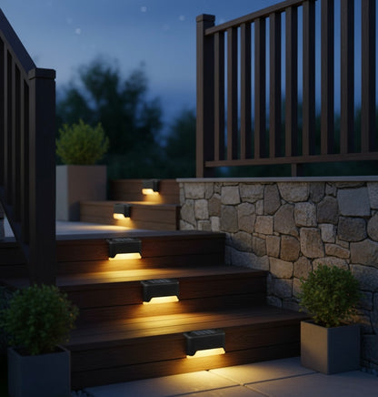 PACK X4 APLIQUES SOLARES LED DE LUZ CÁLIDA | ILUMINACIÓN EXTERIOR AUTOMÁTICA Y ELEGANTE