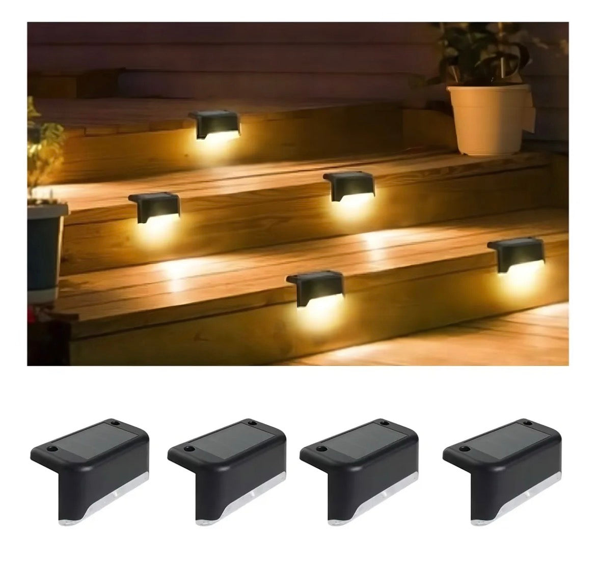 PACK X4 APLIQUES SOLARES LED DE LUZ CÁLIDA | ILUMINACIÓN EXTERIOR AUTOMÁTICA Y ELEGANTE